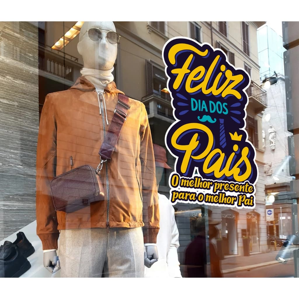 Adesivo Vitrine Dia dos Pais Roupa Shooping Sapato 58x35