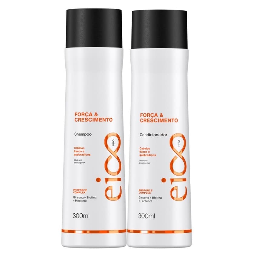 Kit Antiqueda Eico Professional Força e Crescimento Shampoo e Condicionador Jaborandi Biotina 300ml