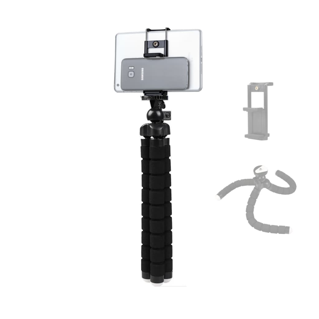 Mini Tripé Com Suporte Tablet Celular Grande Flexível Articulado Portátil