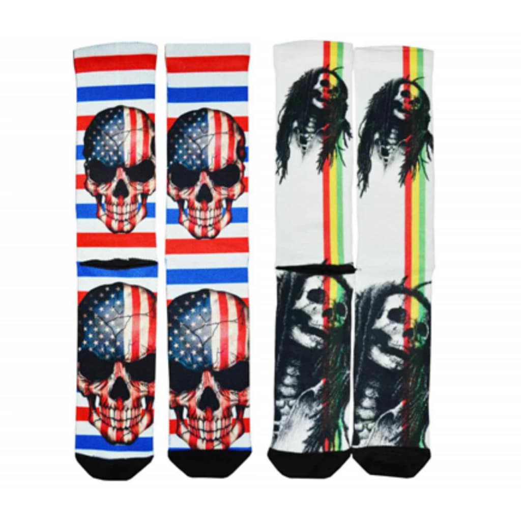Combo meias de bandeira e caveira