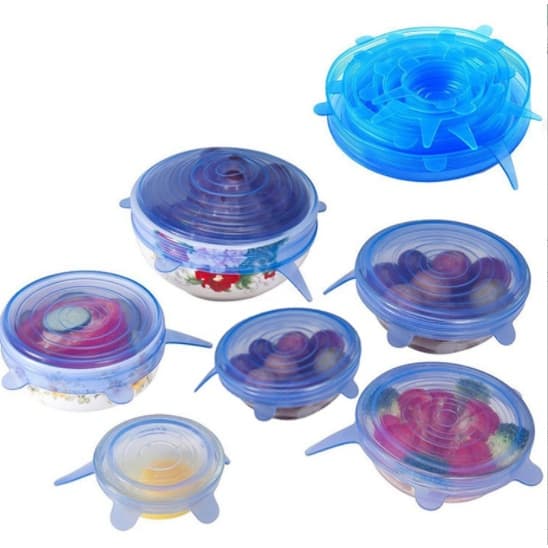 Kit 6 Tampas Panela Silicone Universal Reutilizável Elástica Tampas Silicone Cozinha Geladeira cor aleatorio
