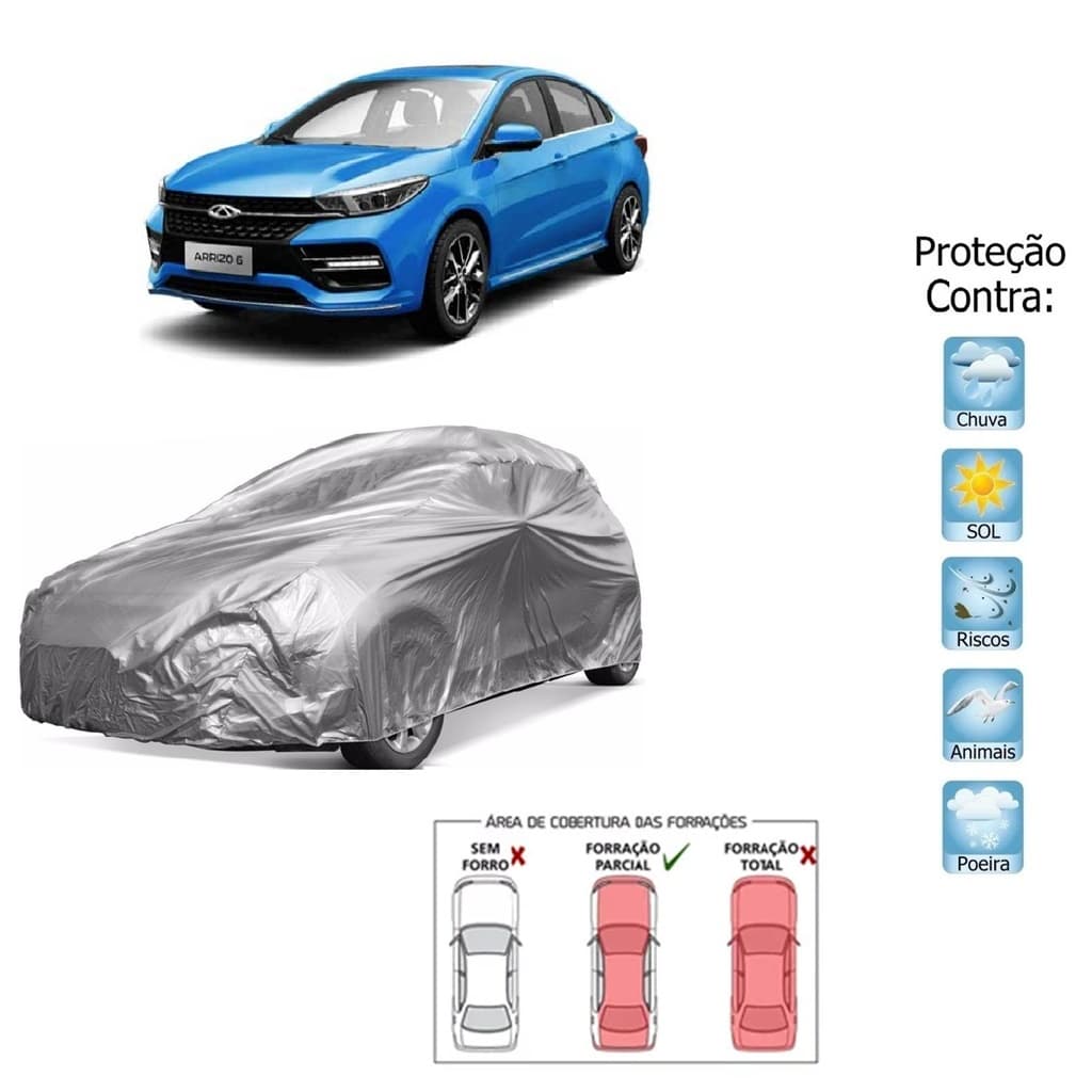 Capa Cobrir Carro CHERRY ARRIZO Automotiva Sem Forro Impermeável 100% Capa Protetora
