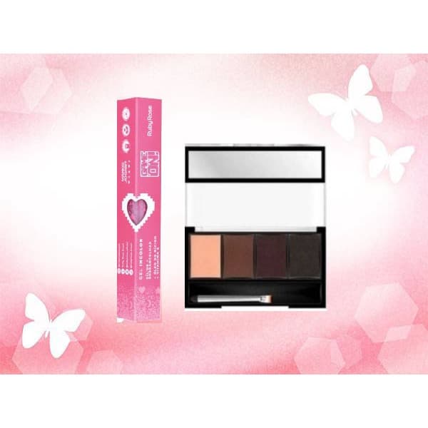 KIT GEL INCOLOR CÍLIOS SOBRANCELHAS GAME ON Ruby Rose rímel + Sombra Para Sobrancelhas Ruby Rose HB9354