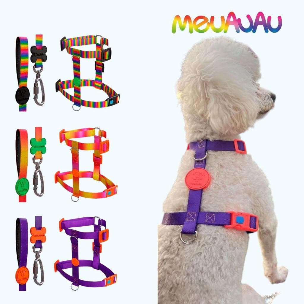 Kit Peitoral H + Guia GRÁTIS para cães - todas raças e tamanhos - Bulldog - Pug - Shitzu - Lhasa