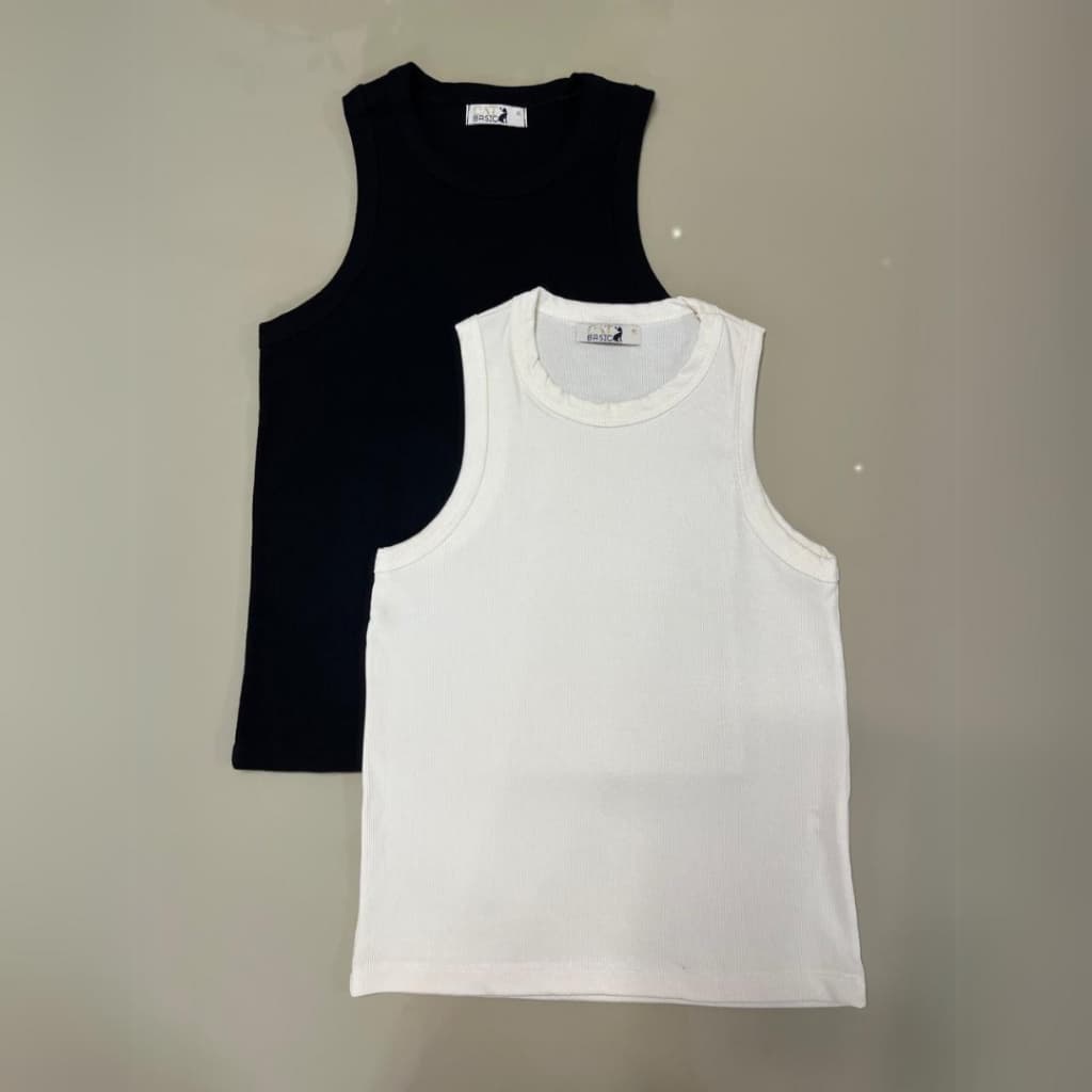Kit 2 Regata Feminina Zarah Lisa B谩sica Malha Canelada Ribana Ver茫o