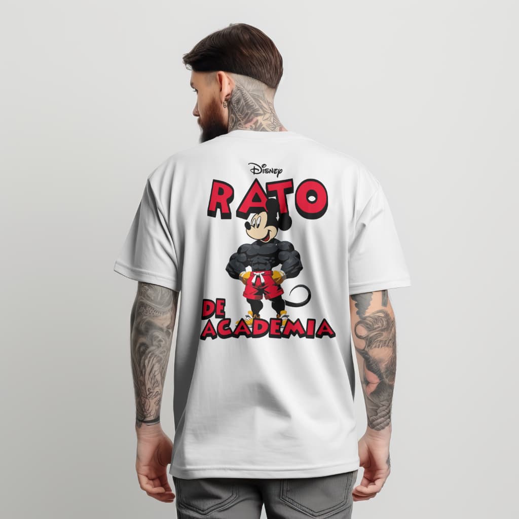 Camiseta Rato de Academia Oversized Streetwear Masculina 30.1 Premium Mickey Rato  Bombado