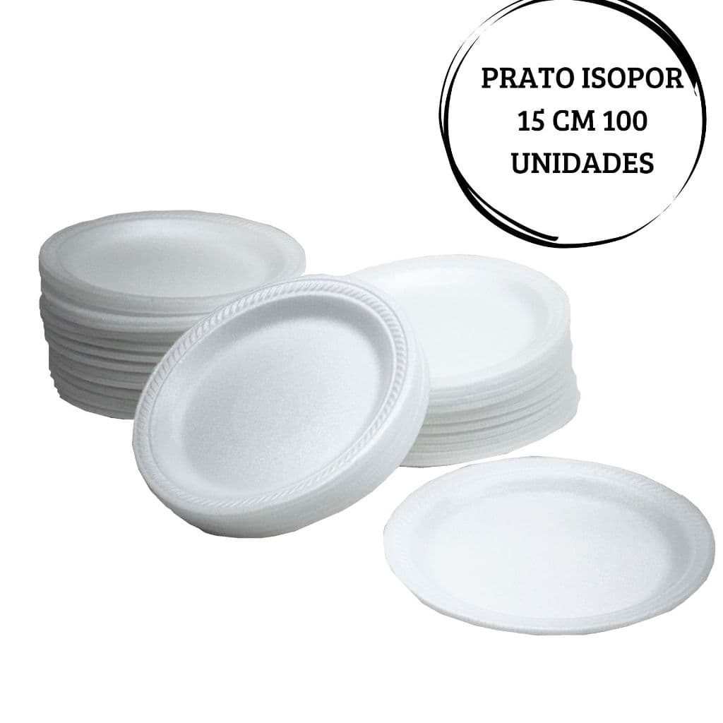 100 Pratos de Isopor de 15 cm Festas Bolo Piqueniques Eventos Praticidade Economia e Facilidade