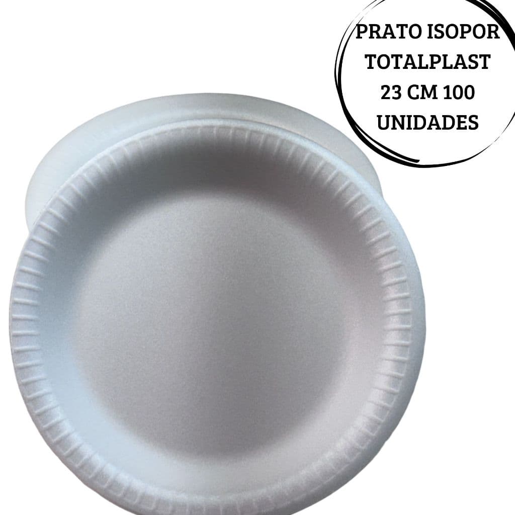 100 Prato de Isopor Totalplast 23 cm Refeições Festas e Eventos