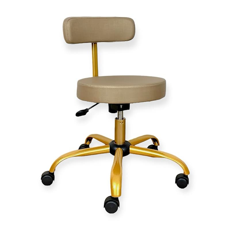Cadeira Mocho Slim Para Clínicas - Courvin Dourado - Base Giratória Dourada