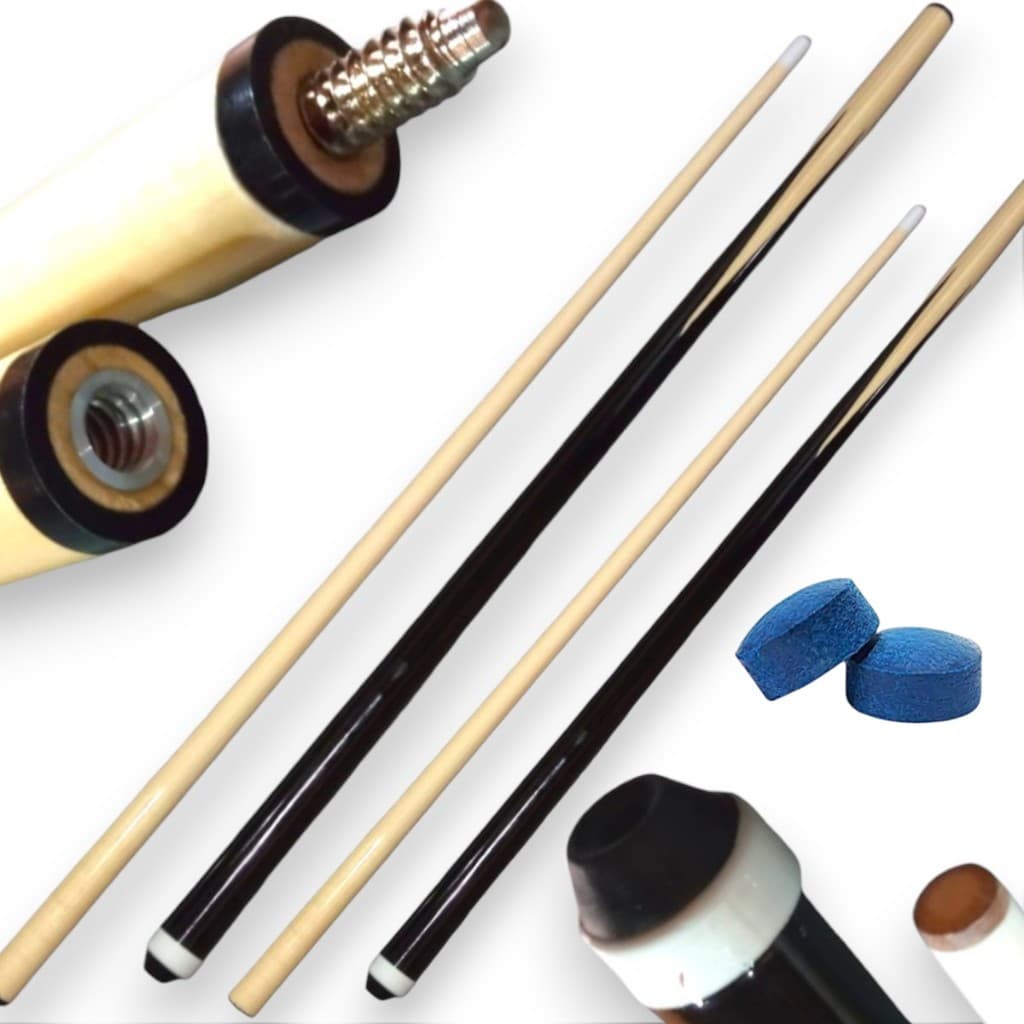 Taco de sinuca kit 2 bipartido snooker totó + 2 solas extra azul master alta qualidade