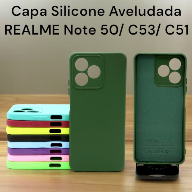 Capa Aveludada Silicone Realm Note 50/ C53/ C51 Com Proteção de Câmera