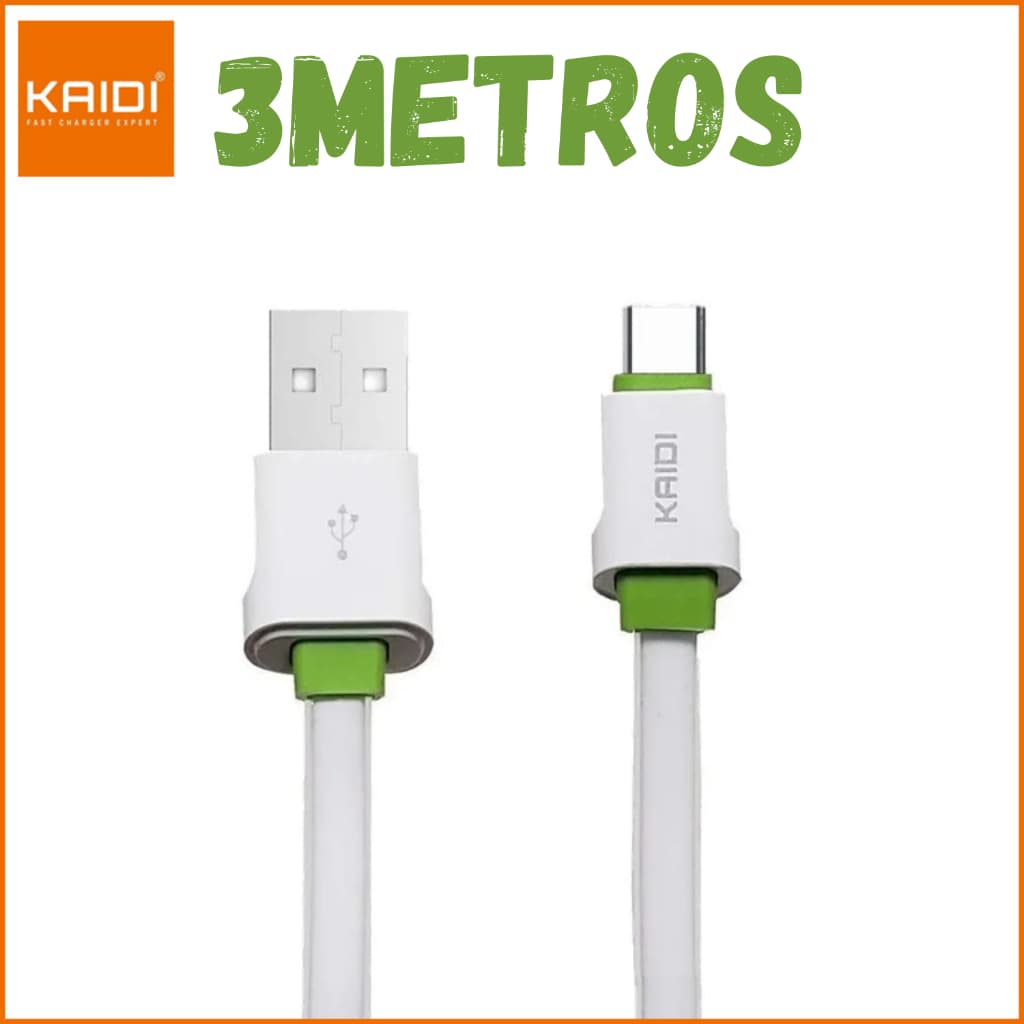 Cabo Carregador e Dados Celular Cabo Rápido 3m metros Kaidi KD-330 V8/IPHONE/TIPO-C