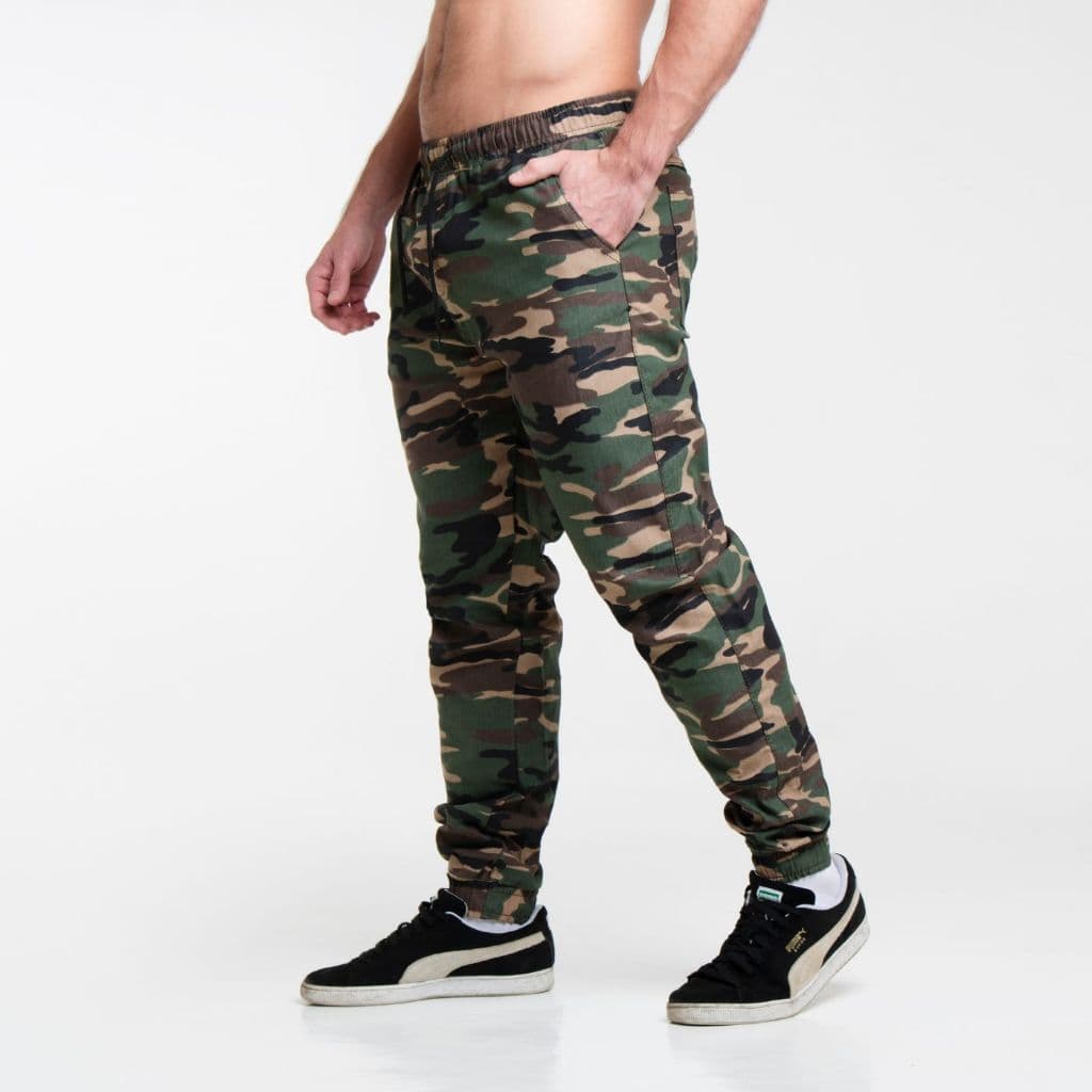 Calça Jeans Sarja Masculina Jogger Zoo  Com Punho Laycra Jogue Slim Apertada Camuflado
