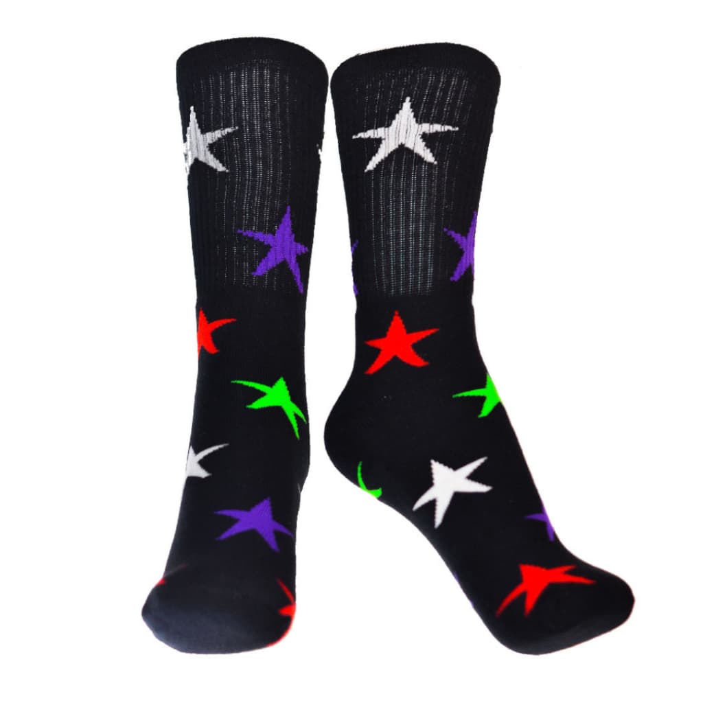 Meia preta estrelas coloridas 1012