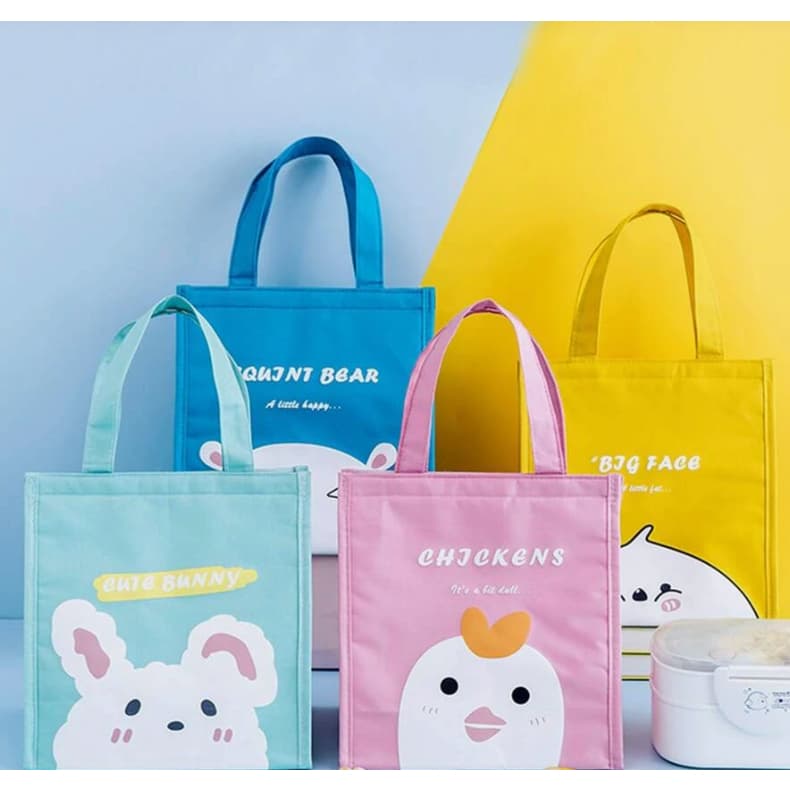 Bolsa Térmica Lancheira Infantil De Tecido Com Isolamento Térmico Portátil Para Marmita/Garrafas/Frutas