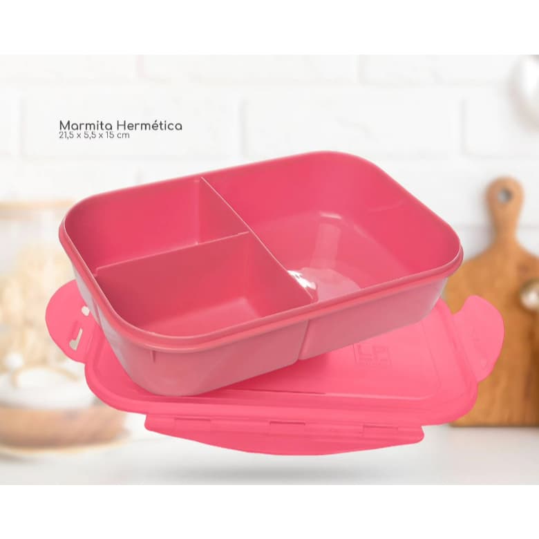 POTE HERMETICA MARMITA COM DIVISORIAS 1 LITRO MICROONDAS FREEZER