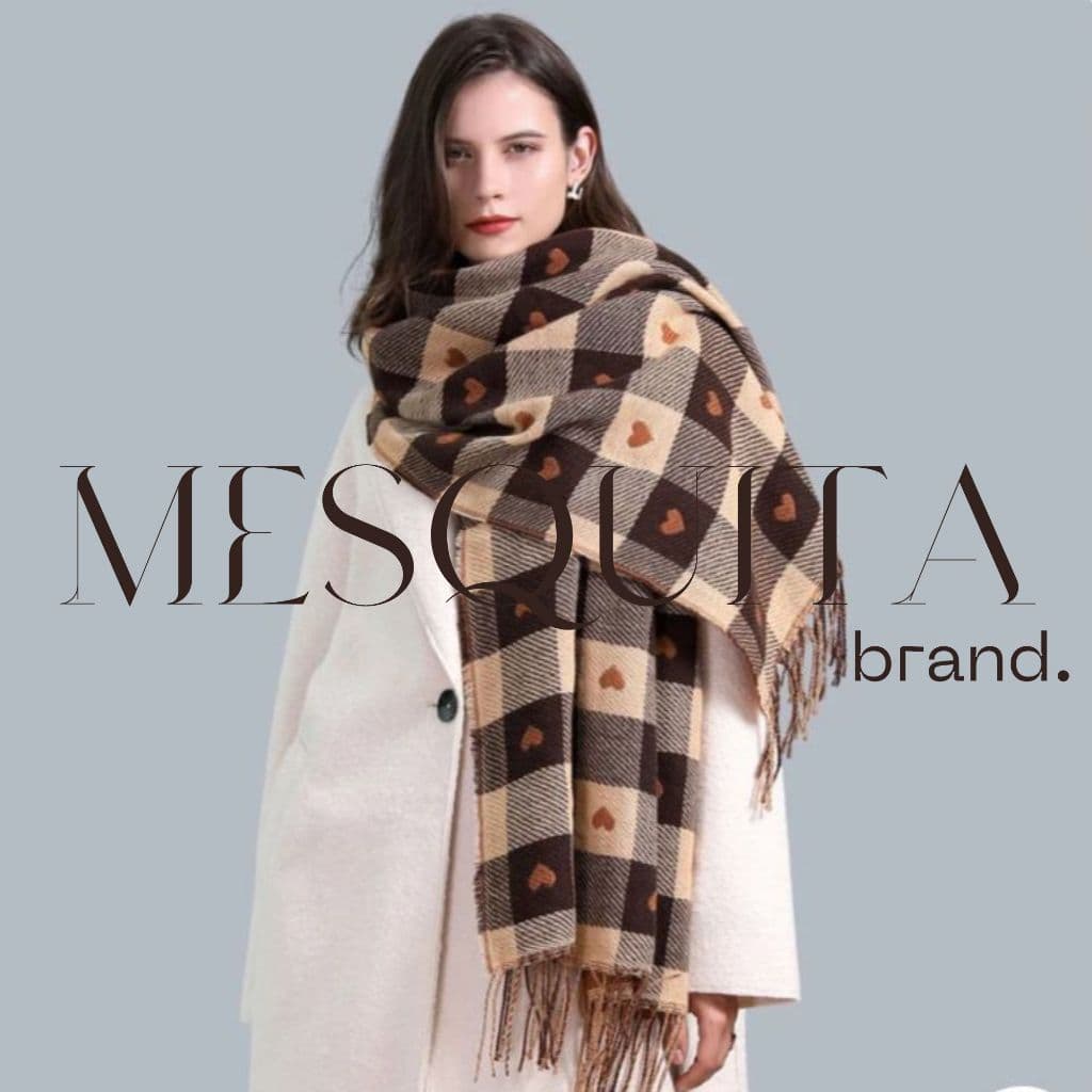 Cachecol Feminino Estampado Kit 2  Duas Cores Dupla Face Para Outono/Inverno