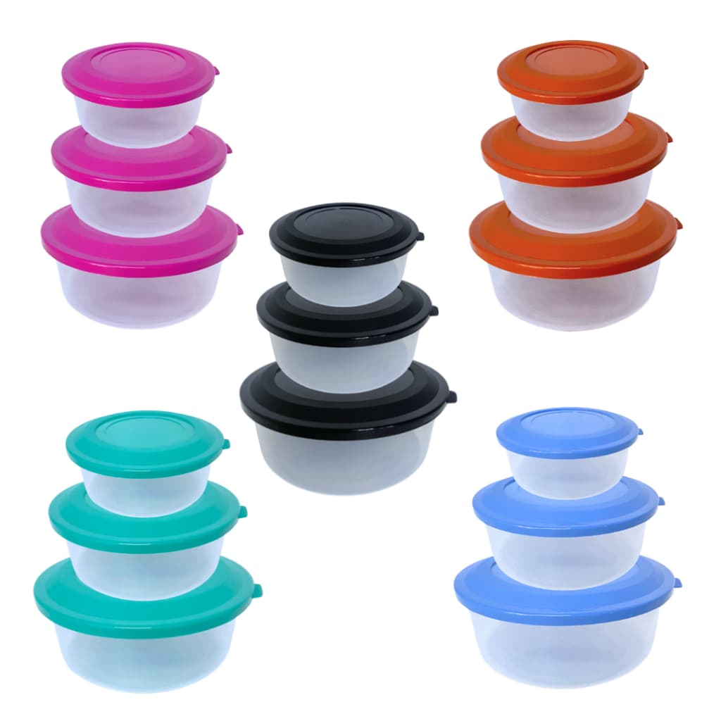 Potes Redondos de Plástico para marmitas e ideal para microondas - Conjunto 3 unidades