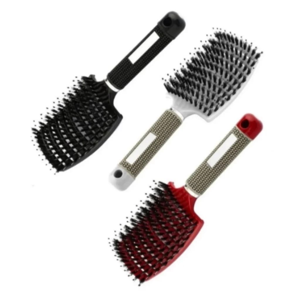 Escova Desembaraça Raquete Com Cerdas De Javali e Nylon Vazada Profissional