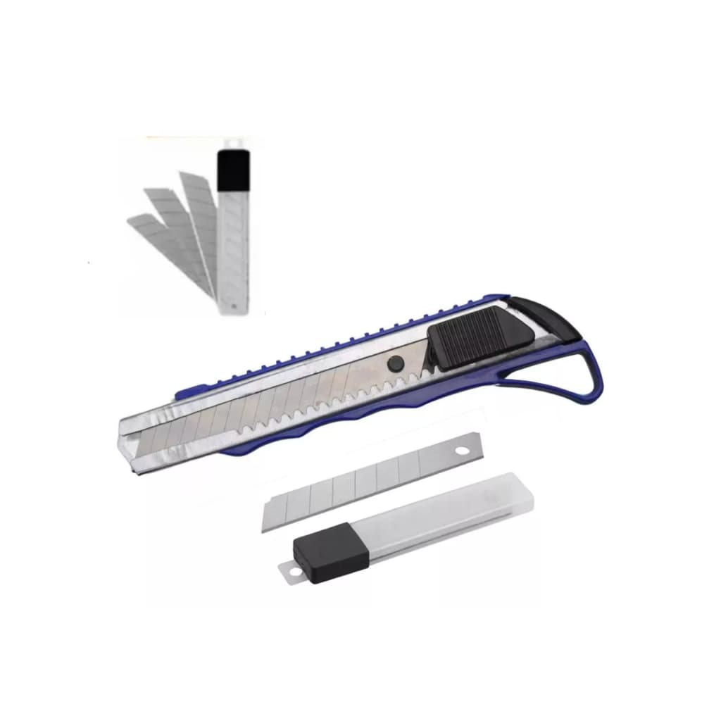 Estilete Profissional Galvanizado 18mm + Refil 3 Lâminas