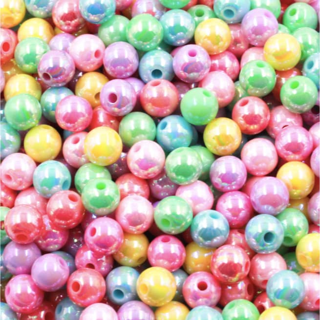 Até Mil Unidades Candy Irisada 6mm Pérola Pulseiras Colares Miçanga Amizade