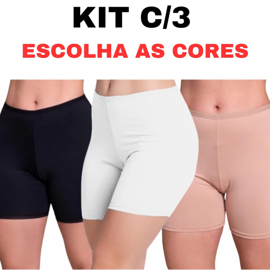 Kit c/3 Short Anágua Modeladora Cintura Alta Segunda Pele
