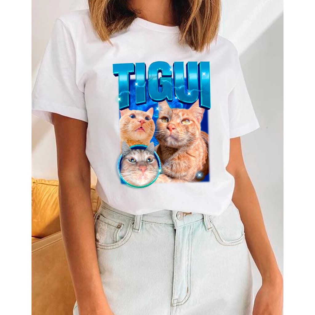 Camiseta T-shirt Pet Mãe de Pet Pai Bicho Animal Cachorro Gato Estimação com Foto Patas com suas fotos personalizada ENVIE AS FOTOS E COR DA ESTAMPA NO CHAT