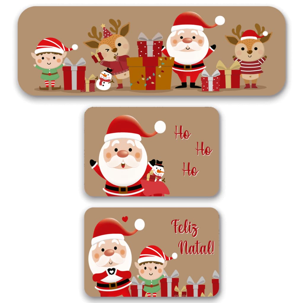 KIT 03 TAPETES PARA COZINHA NATALINO ANTIDERRAPANTE NATAL NOÉIS