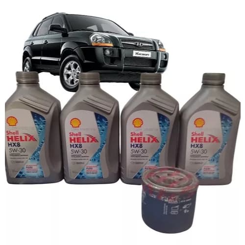 Kit troca óleo - Shell 5w30 Tucson Ix35 Creta i30 Elantra Motor 2.0 Óleo Original Hyundai