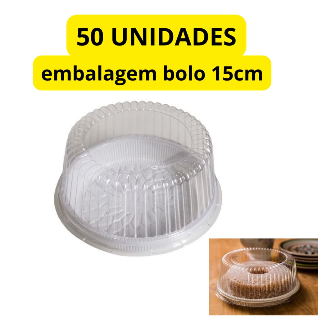 embalagem plástica descartável bolo redondo baby 15cm bipack Bp-35 alta com 50 unidades