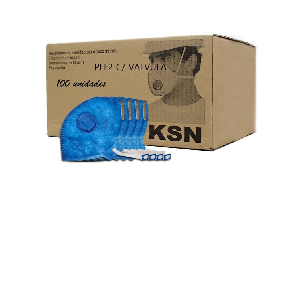 100 Un Mascara Respirador Ksn Semi Facial Pff2 C/ Valvula Original n95 INMETRO (cx lacrada)