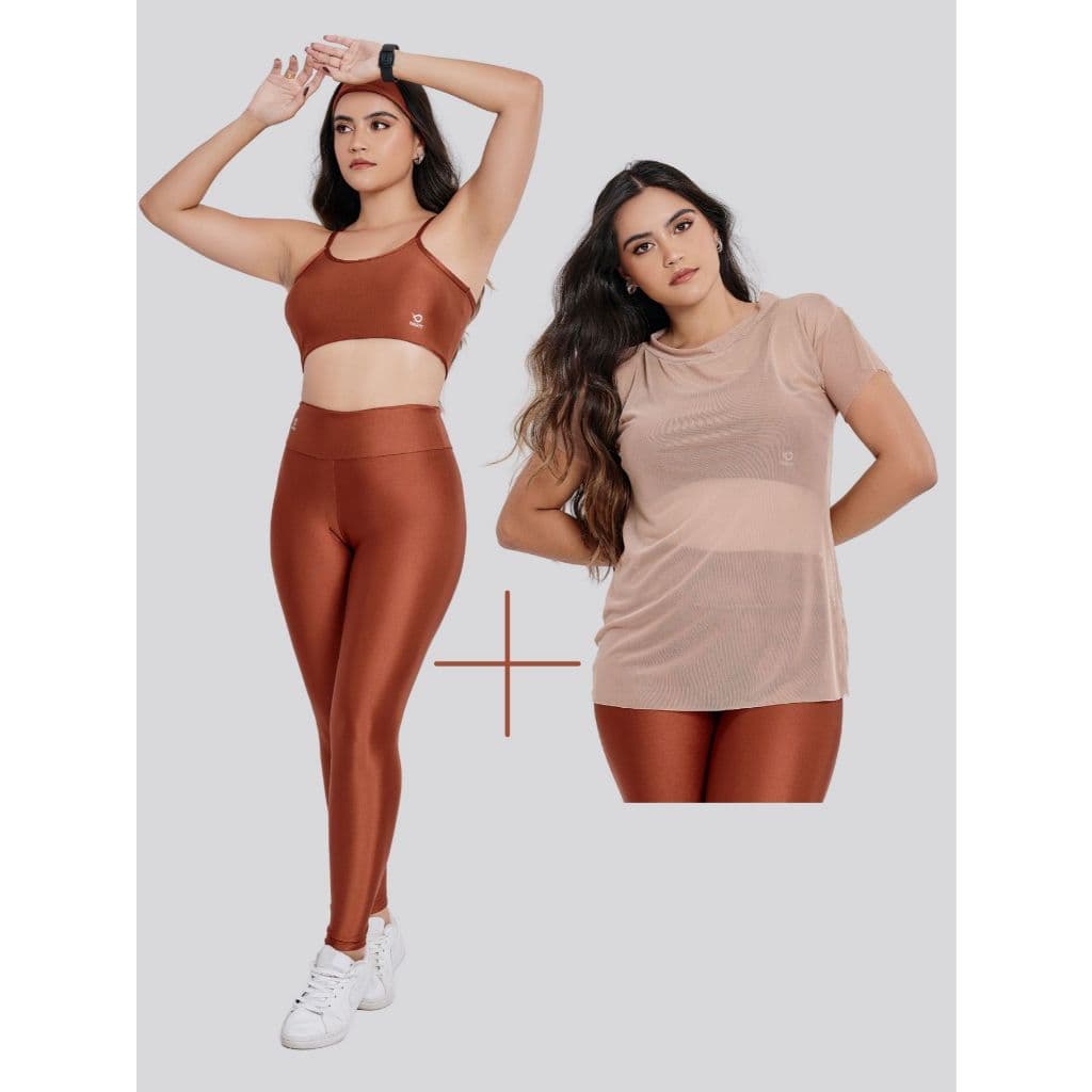 Kit Look Completo Academia Fitness Calça+Top+Blusa 10946/10949/10736