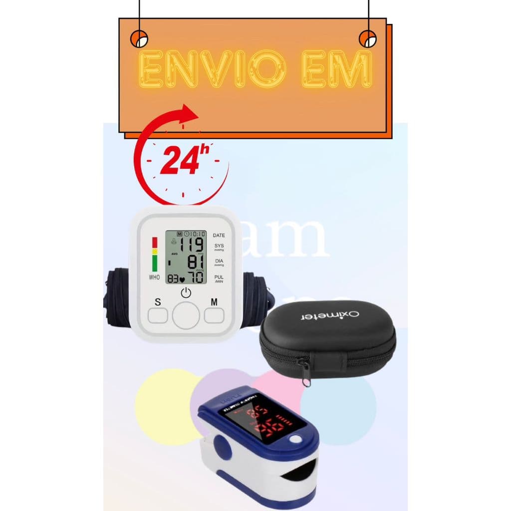 Monitor de Pressão de Braço + Oxímetro + Capa para Oxímetro