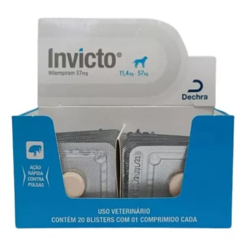 Invicto 57mg 5 Comprimidos Antipulgas e Carrapatos para Cães Remédio para Pulgas e Carrapatos