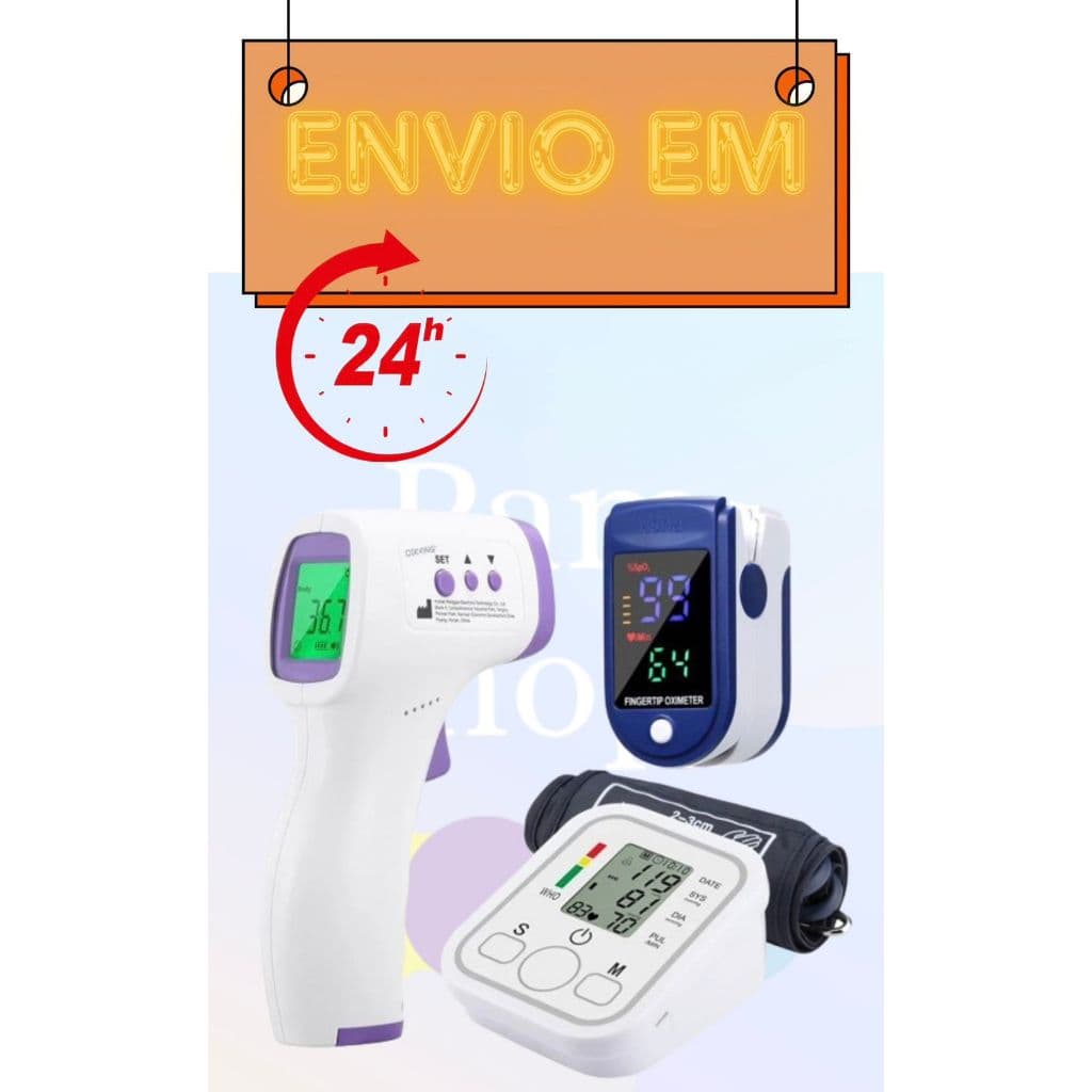 Kit termômetro tipo ARM sem contato+oxímetro de dedo+monitor de pressão de braço