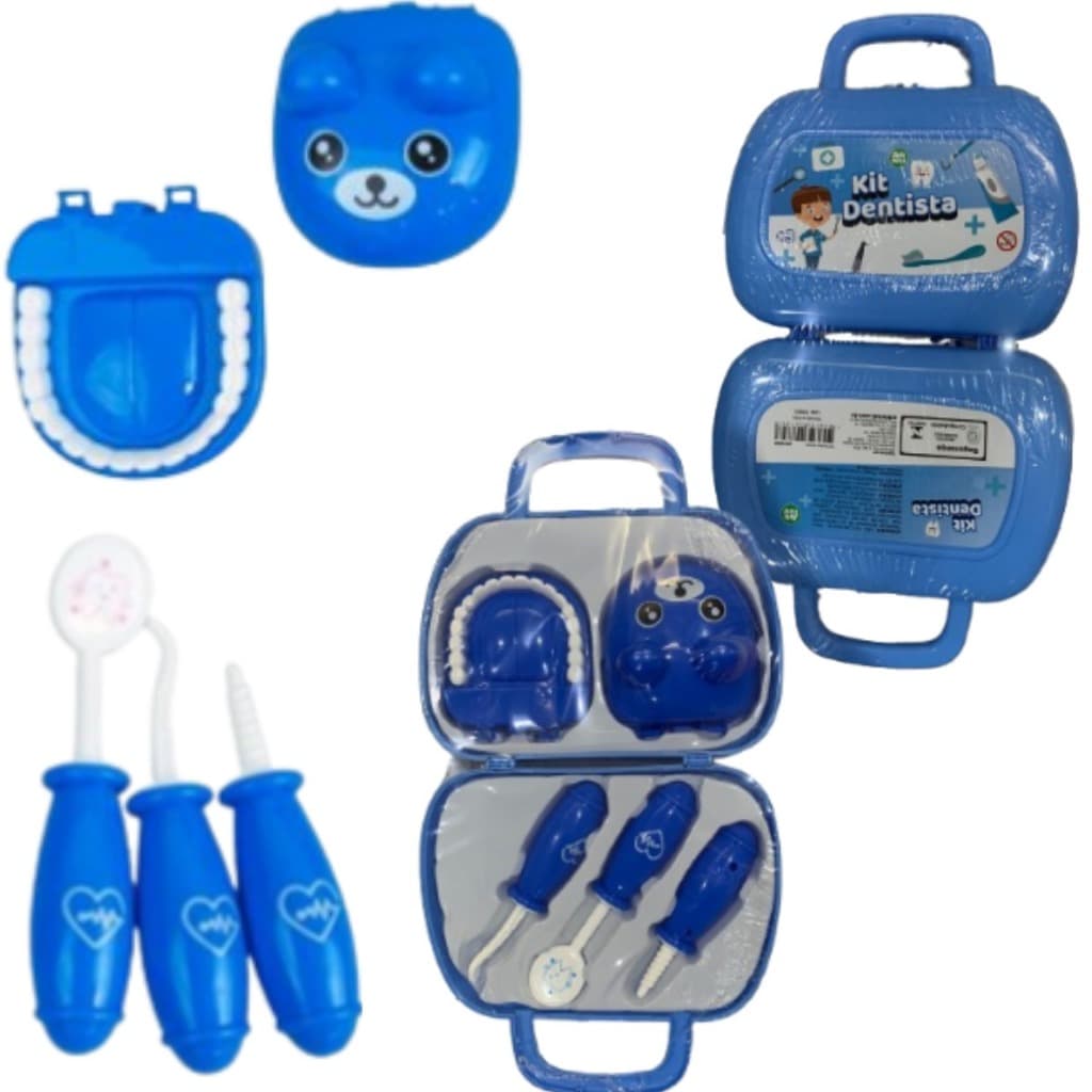 Kit DR Dentista Com Boca + Acessorios 5 Peças Na Maleta Brinquedo INFANTIL Educativo Saúde Bucal