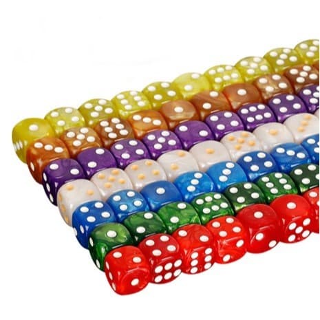 Kit 6 pcs Dados P/jogo De Salao Vermelho Branco Transparente Colorido Marmorizado 6 Faces