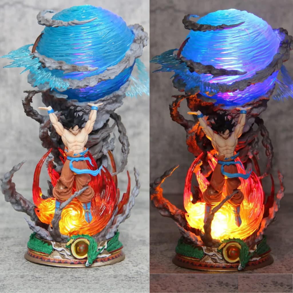 Goku Geikdama Diorama 25cm com Iluminação LED Action Figure Colecionavel Dragonball Z Dragon ball gt Boneco Decoração