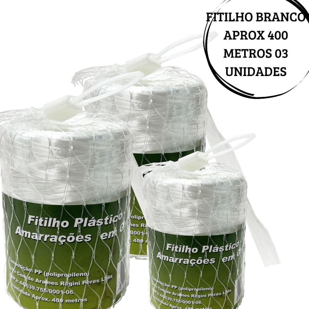 03 Fitilhos para Amarração Branco Plástico PP 400 Metros