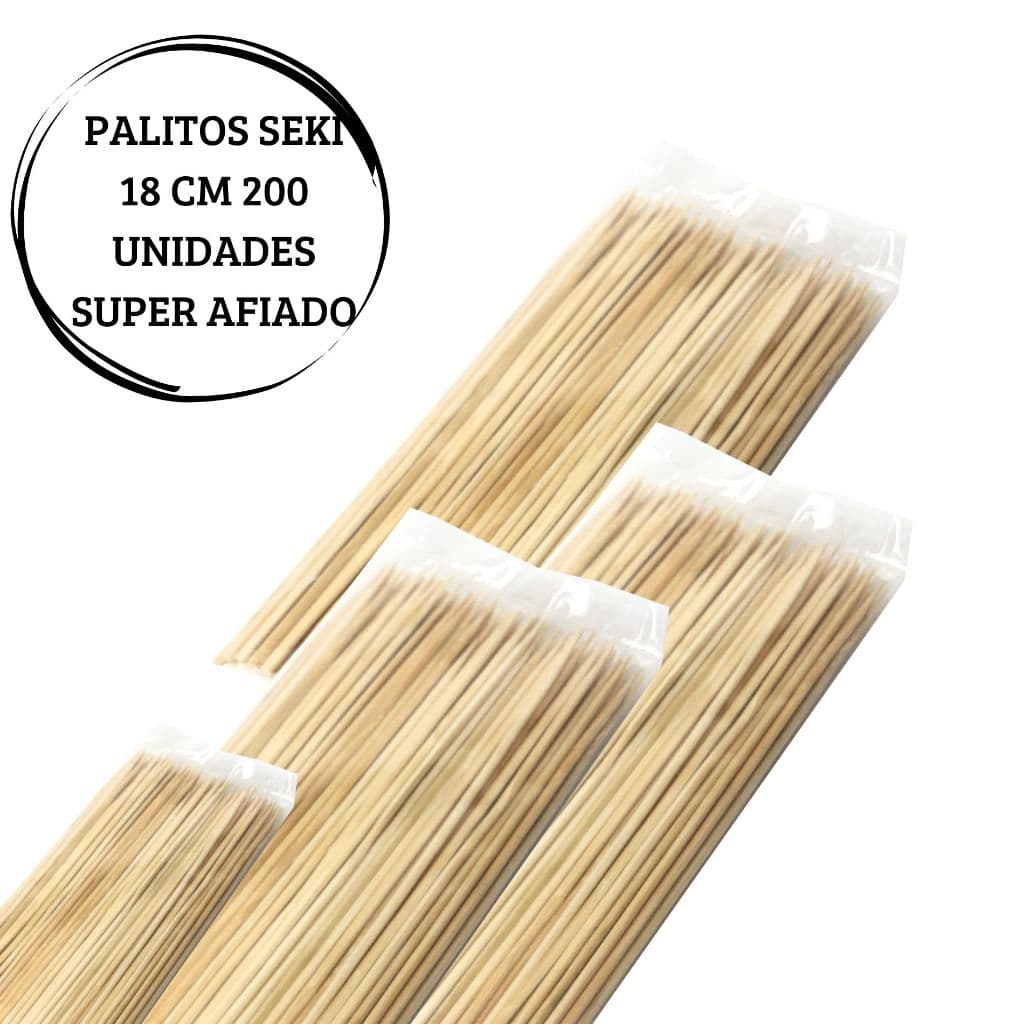 200 UNID ESPETO SEKI DE BAMBU CHURRASCO 18 CM SUPER AFIADO