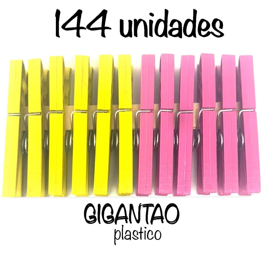Prendedor De Roupa Plástico Varal Kit 144 Unidades Diversas Cores Gigantão