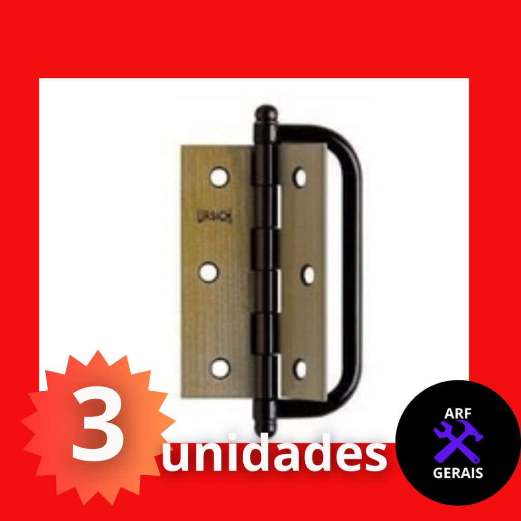 Dobradiça Com Alça Para Porta Camarão Ferro Oxidado 3 Peças DOBRADIÇA