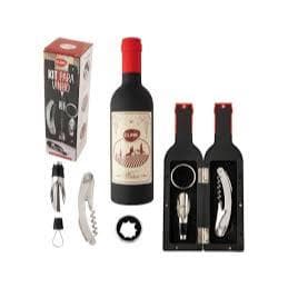 Kit Acessórios Para Abrir Vinho 3 Peças Com Garrafa Inox Presente Lembrança Clinck