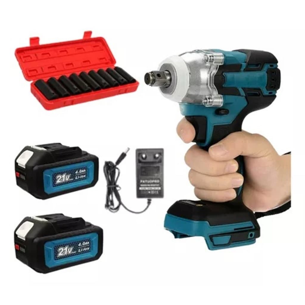 Kit Chave De Impacto 21v Parafusadeira + 10 Soquete Impacto Profissional