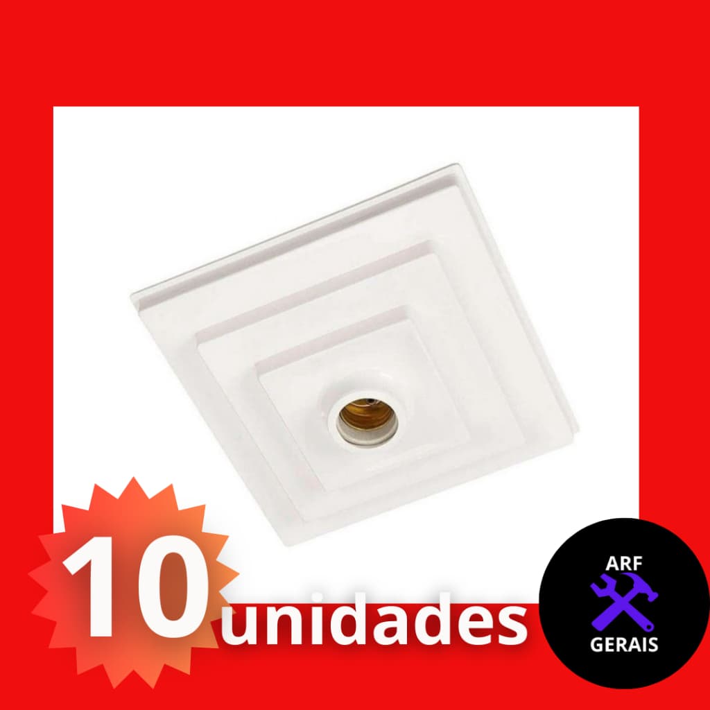 Kit 10 un. Plafonier Plafon Quadrado Sobrepor Luminária Bran LAMPADA