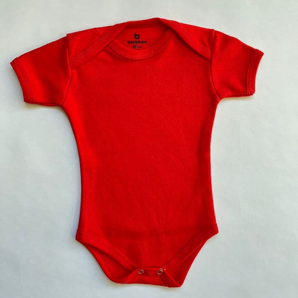 Body de Bebê Infantil Vermelho 100% Algodão