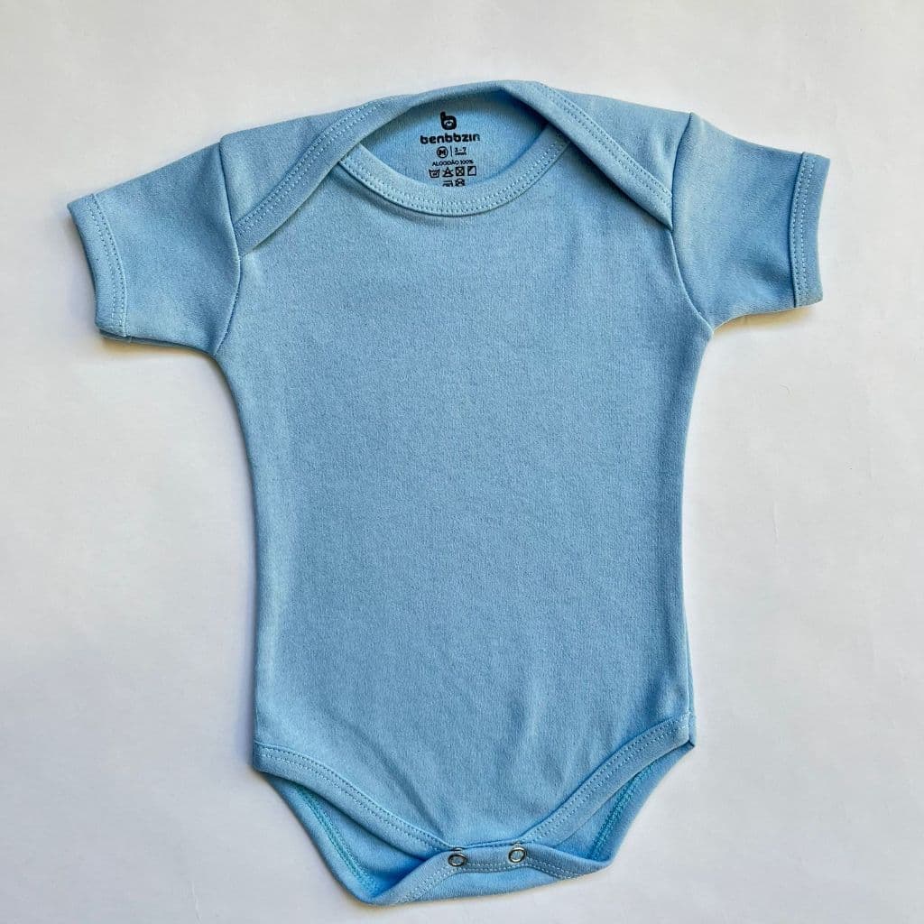 Body de Bebê Infantil Azul Claro 100% Algodão