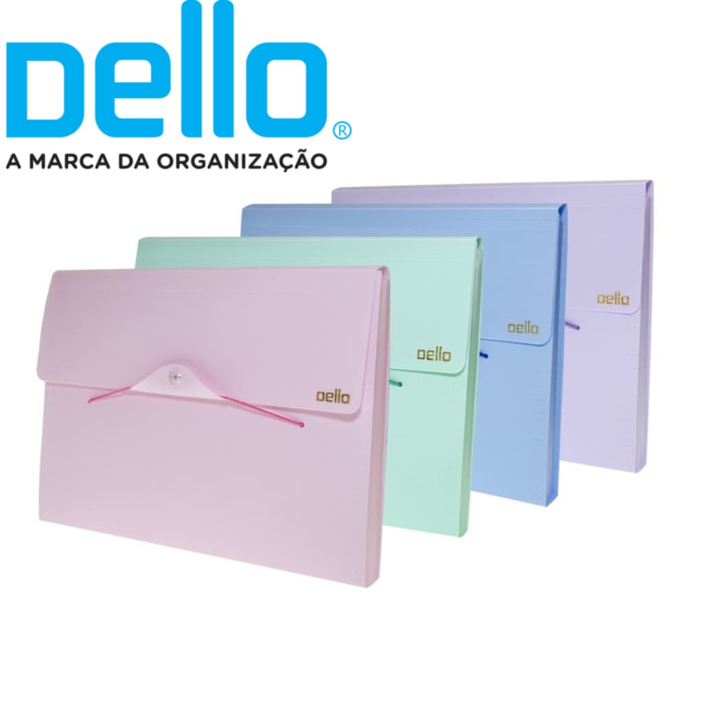 Pasta Sanfonada A4 Com 12 Divisórias Tom Pastel e Preta Serena Dello