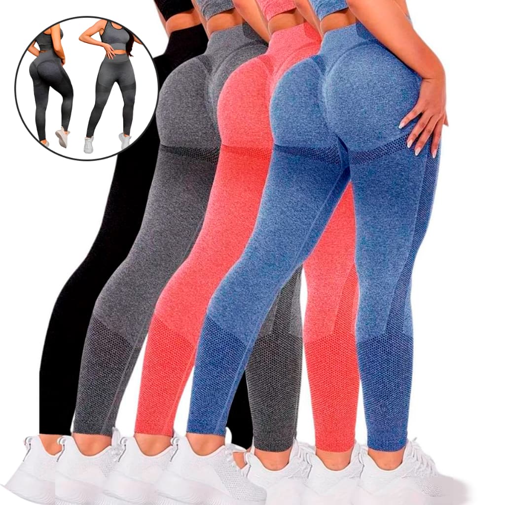 Conjunto Legging + Top Leg Fitness Academia Preta Cós Alto Costura Reforçada Modeladora