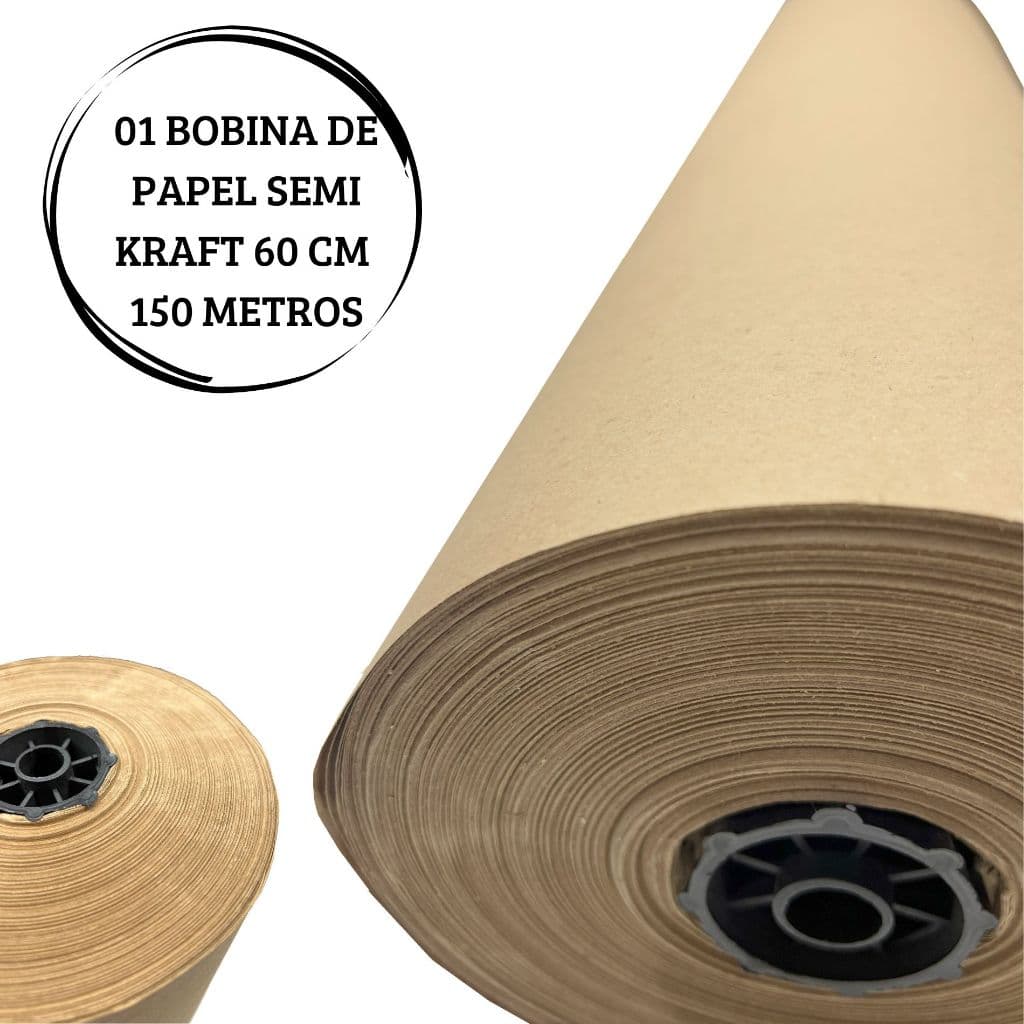 BOBINA SEMI KRAFT PAPEL ROLO 60CM X 150 METROS EMBRULHO PRESENTES SEDEX CORREIOS DESENHAR